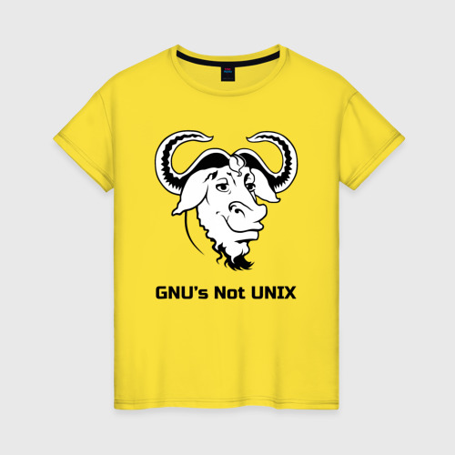Женская футболка хлопок с принтом GNU’s Not UNIX, вид спереди #2