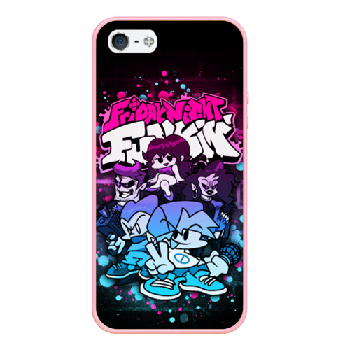 Чехол для iPhone 5/5S матовый Friday Night Funkin Neon, цвет баблгам