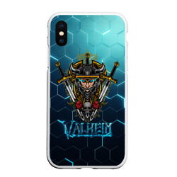 Чехол для iPhone XS Max матовый Valheim neon samurai