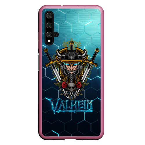 Чехол для Honor 20 Valheim neon samurai, цвет малиновый