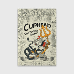 Обложка для паспорта матовая кожа Cuphead and Devil