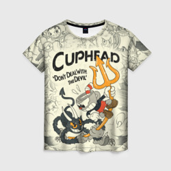 Женская футболка 3D Cuphead and Devil