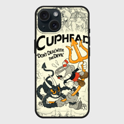 Чехол силиконовый для Apple iPhone 15 матовый Cuphead and Devil
