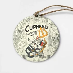 Деревянная игрушка круг Cuphead and Devil