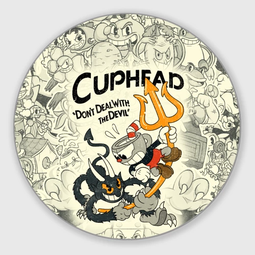 Круглый коврик для мышки Cuphead and Devil