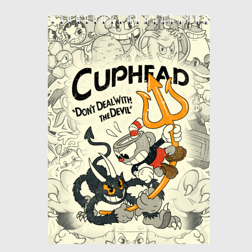 Скетчбук Cuphead and Devil, цвет белый