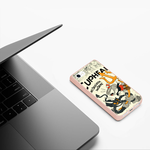 Чехол для iPhone 5/5S матовый Cuphead and Devil, цвет светло-розовый - фото 5