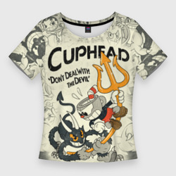 Женская футболка 3D Slim Cuphead and Devil