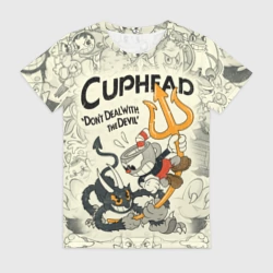 Женская футболка 3D Cuphead and Devil