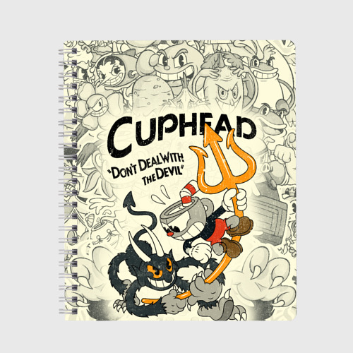 Тетрадь Cuphead and Devil, цвет клетка