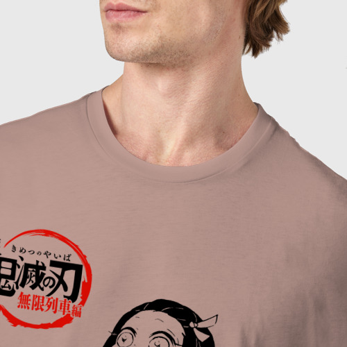 Мужская футболка хлопок с принтом Танджиро Зеницу Иноске Незуко, фото #4