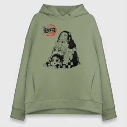 Женское худи Oversize хлопок Танджиро Зеницу Иноске Незуко