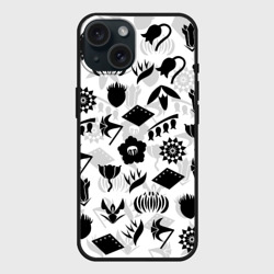 Чехол силиконовый для Apple iPhone 15 матовый Блич капитаны Готей 13 эмблемы