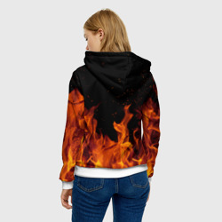 Толстовка с принтом Сектор Газа fire для женщины, вид на модели сзади №2. Цвет основы: белый