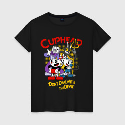 Женская футболка хлопок Cuphead, главные Герои