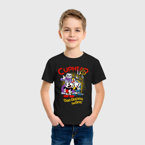 Детская футболка хлопок Cuphead, главные Герои, цвет черный - фото 3