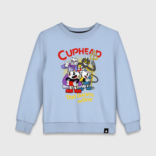 Детский свитшот хлопок Cuphead, главные Герои, цвет мягкое небо