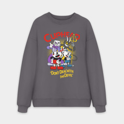 Мужской свитшот oversize без начеса хлопок Cuphead, главные Герои