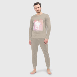 Мужская пижама с лонгсливом хлопок Vaporwave Strawberry Milk - фото 2