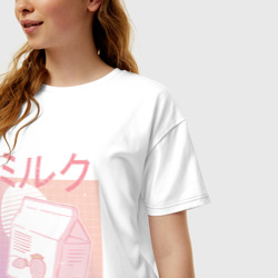 Женская футболка хлопок Oversize Vaporwave Strawberry Milk - фото 2