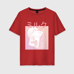 Женская футболка хлопок Oversize Vaporwave Strawberry Milk