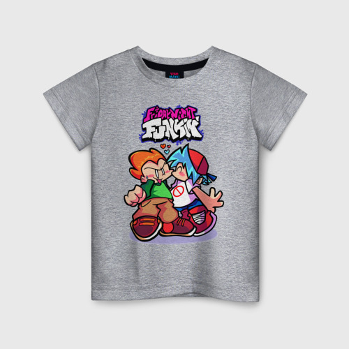 Детская футболка хлопок Парень с Подружкой Friday Night Funkin, цвет меланж