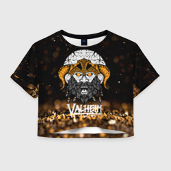 Женская футболка Crop-top 3D Valheim viking gold