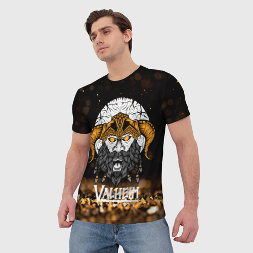 Мужская футболка 3D Valheim viking gold, цвет 3D печать - фото 3
