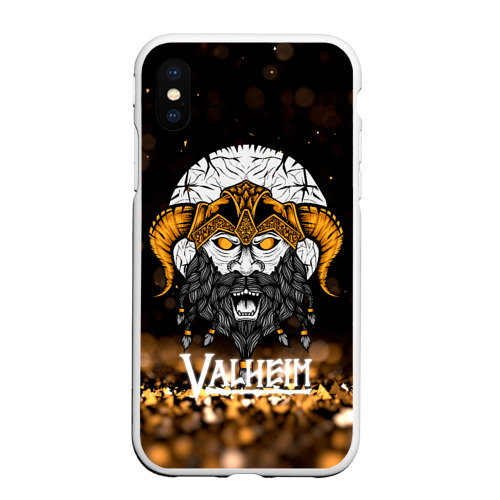 Чехол для iPhone XS Max матовый Valheim viking gold, цвет белый