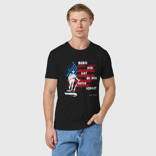 Мужская футболка хлопок День памяти, цвет черный - фото 3
