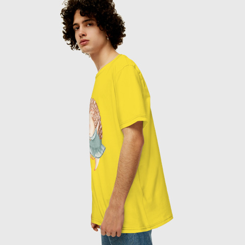 Мужская футболка хлопок Oversize Девочка-ежик кружится в танце, цвет желтый - фото 5