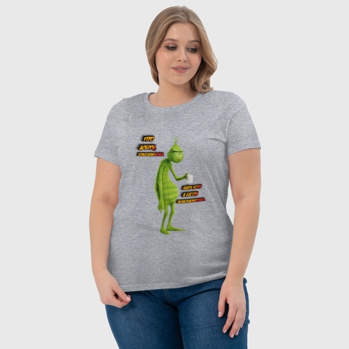 Женская футболка хлопок Гринч, цвет меланж - фото 6
