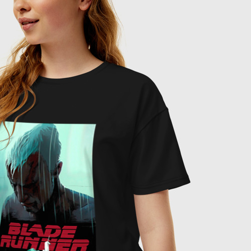 Женская футболка хлопок Oversize Слезы в дожде. Blade Runner, цвет черный - фото 3