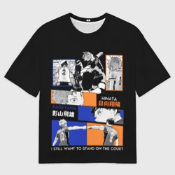 Женская футболка oversize 3D Хината и Кагеяма