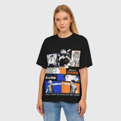 Женская футболка oversize 3D Хината и Кагеяма - фото 2