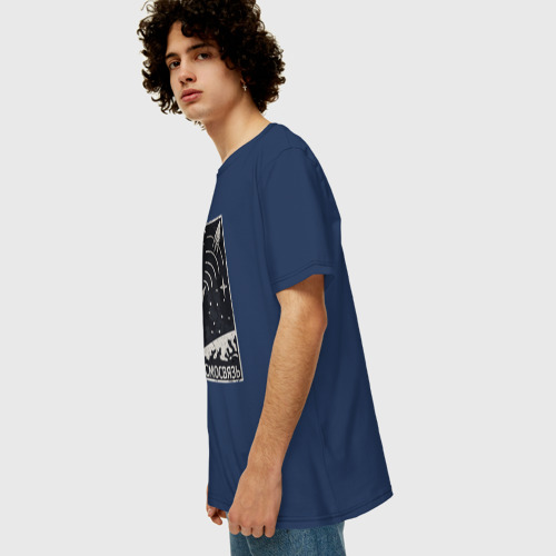 Мужская футболка хлопок Oversize Космосвязь, цвет темно-синий - фото 5