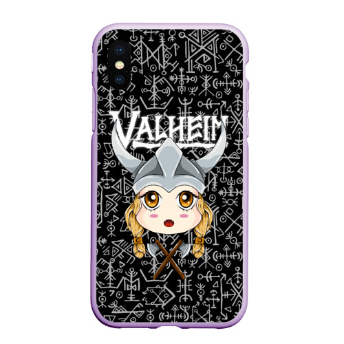 Чехол для iPhone XS Max матовый Valheim Girl, цвет сиреневый