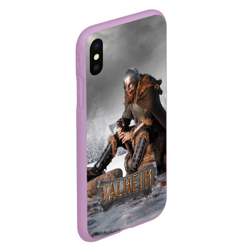 Чехол для iPhone XS Max матовый Valheim viking, цвет сиреневый - фото 3