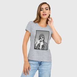 Женская футболка хлопок Slim Курт Кобейн Nirvana чб - фото 2