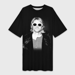 Платье-футболка 3D Курт Кобейн в Очках Nirvana