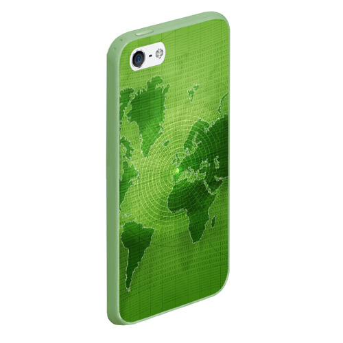 Чехол для iPhone 5/5S матовый Карта мира, цвет салатовый - фото 3