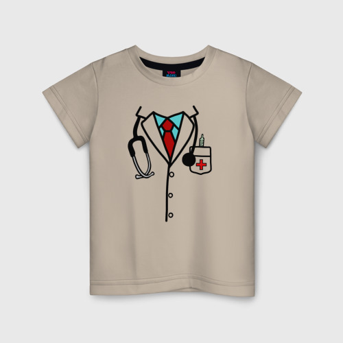 Детская футболка хлопок с принтом Медицинский работник, вид спереди #2