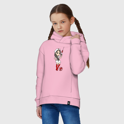 Детское худи Oversize хлопок Медсестра со шприцом, цвет светло-розовый - фото 3