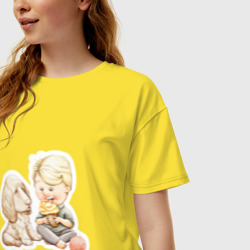 Женская футболка хлопок Oversize Вкусняшка мороженка - фото 2