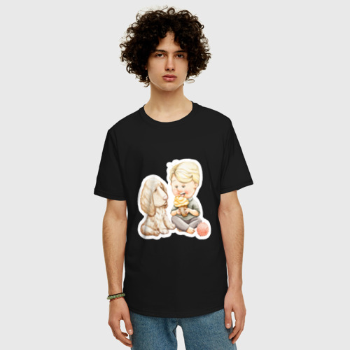 Мужская футболка хлопок Oversize Вкусняшка мороженка, цвет черный - фото 3