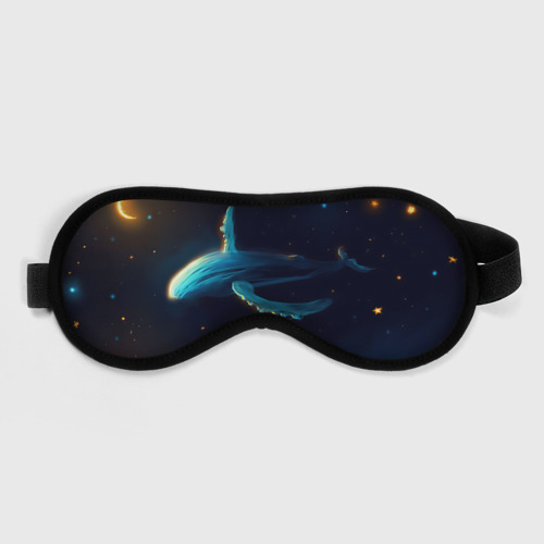 Маска для сна с принтом Синий кит в ночном небе, вид спереди №1