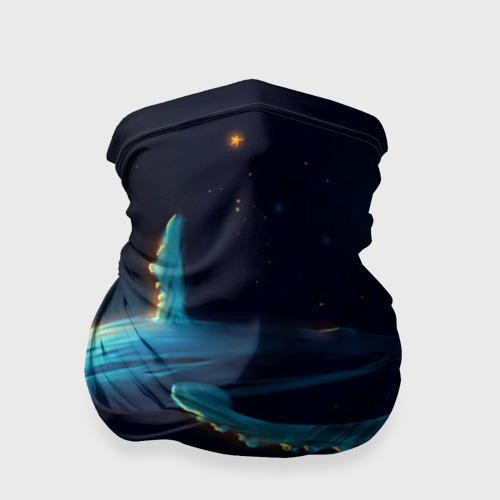 Бандана-труба 3D Синий кит в ночном небе, цвет 3D печать