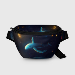 Поясная сумка 3D Синий кит в ночном небе
