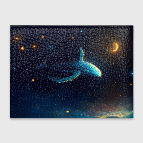 Обложка для студенческого билета Синий кит в ночном небе, цвет красный - фото 2