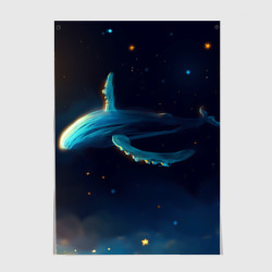 Постер Синий кит в ночном небе